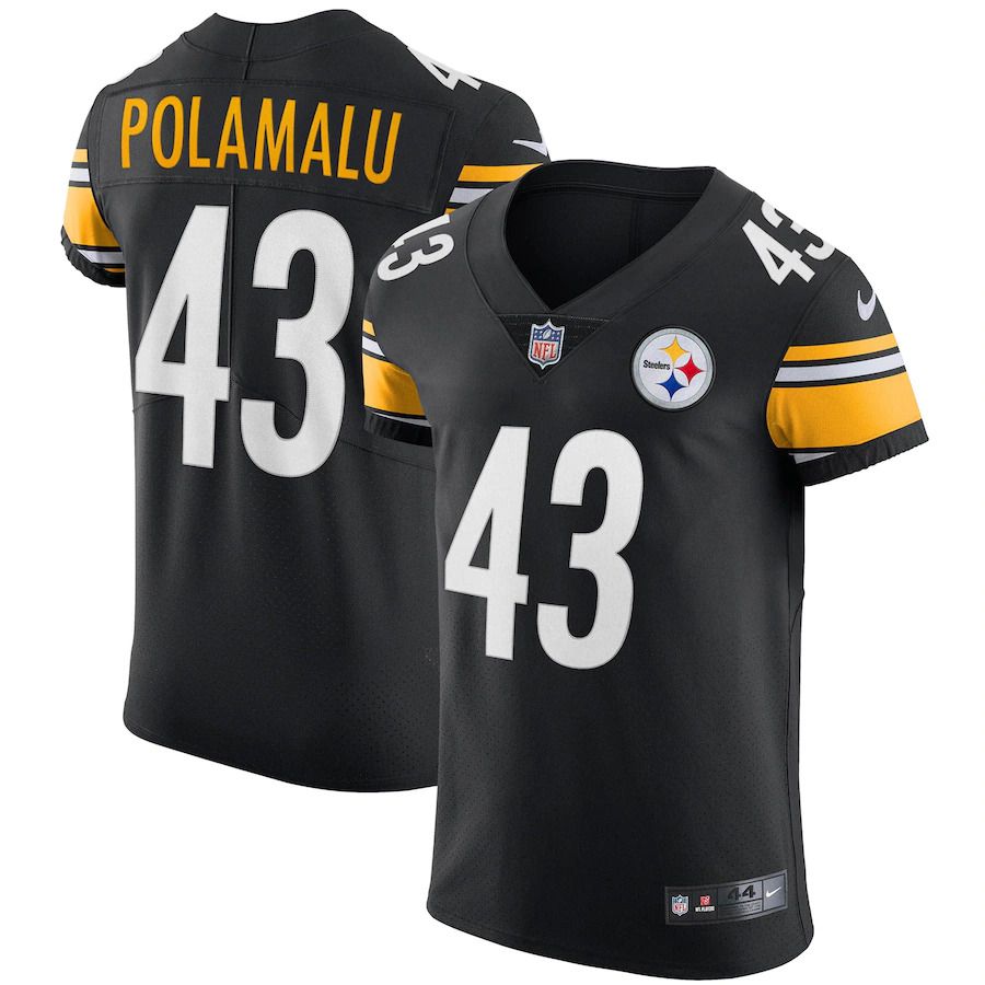 Men Pittsburgh Steelers #43 Troy Polamalu Nike Black Retired Player Elite NFL Jersey